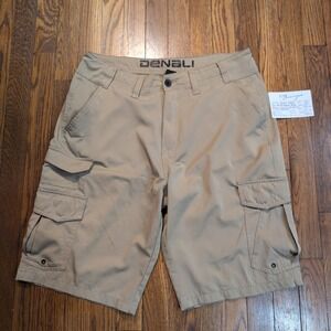 Denali Mens Khaki Tan Performance Cargo Shorts 32 Wick Quick Dry Stretch Hiking